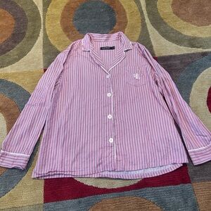 Lauren Ralph Lauren Cotton Striped Pajama Top Shirt Sleepwear Women’s Size XL